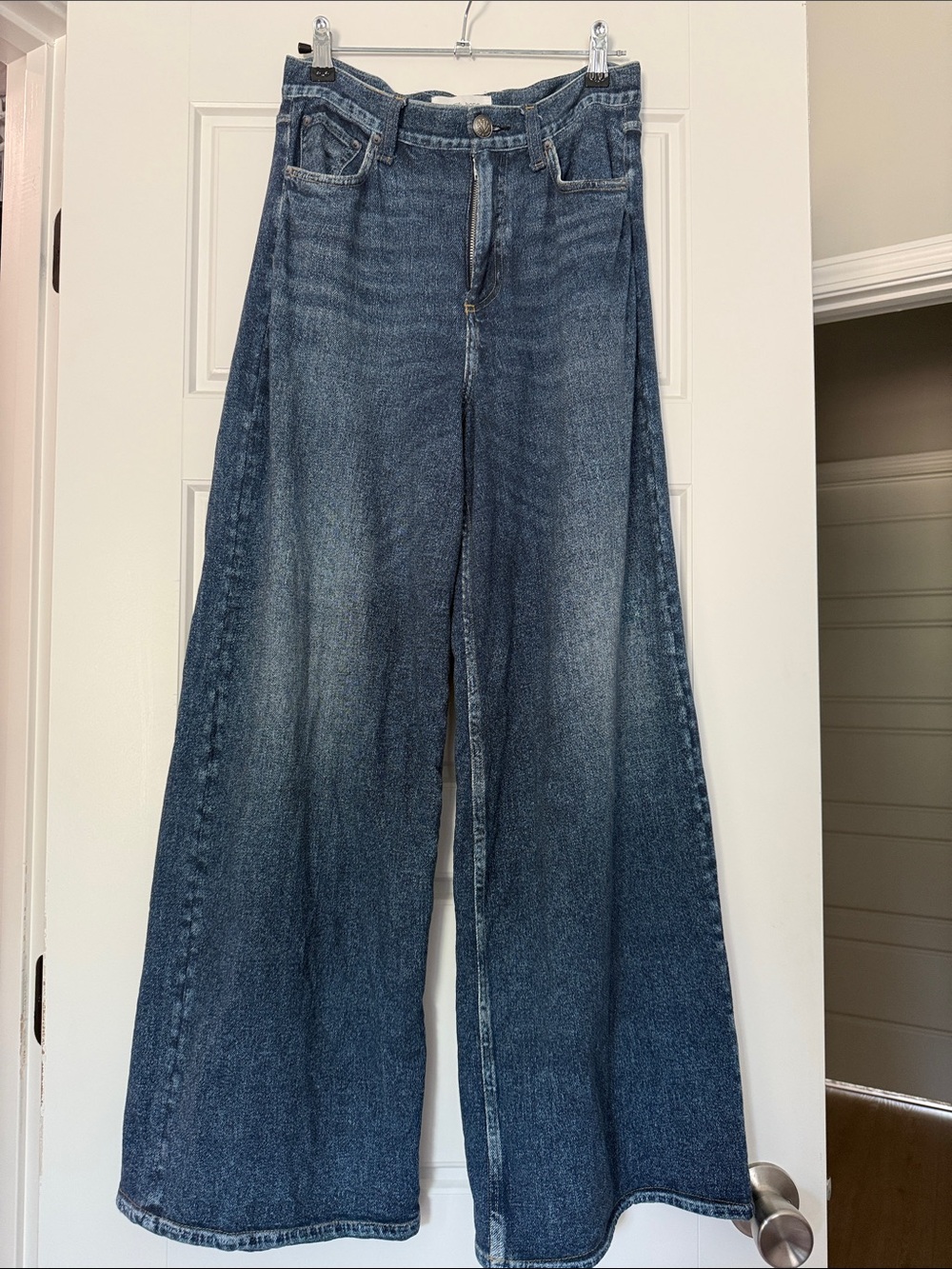 rag & bone Wide-Leg Sweatpant Jeans in Blue Wash